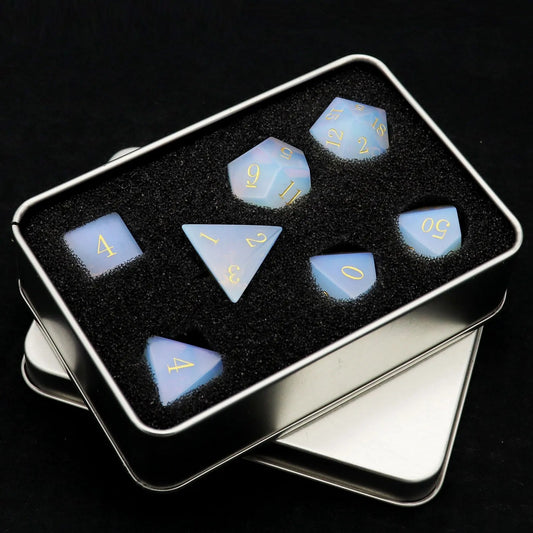Opal Gemstone D&D Dice | 7-piece set