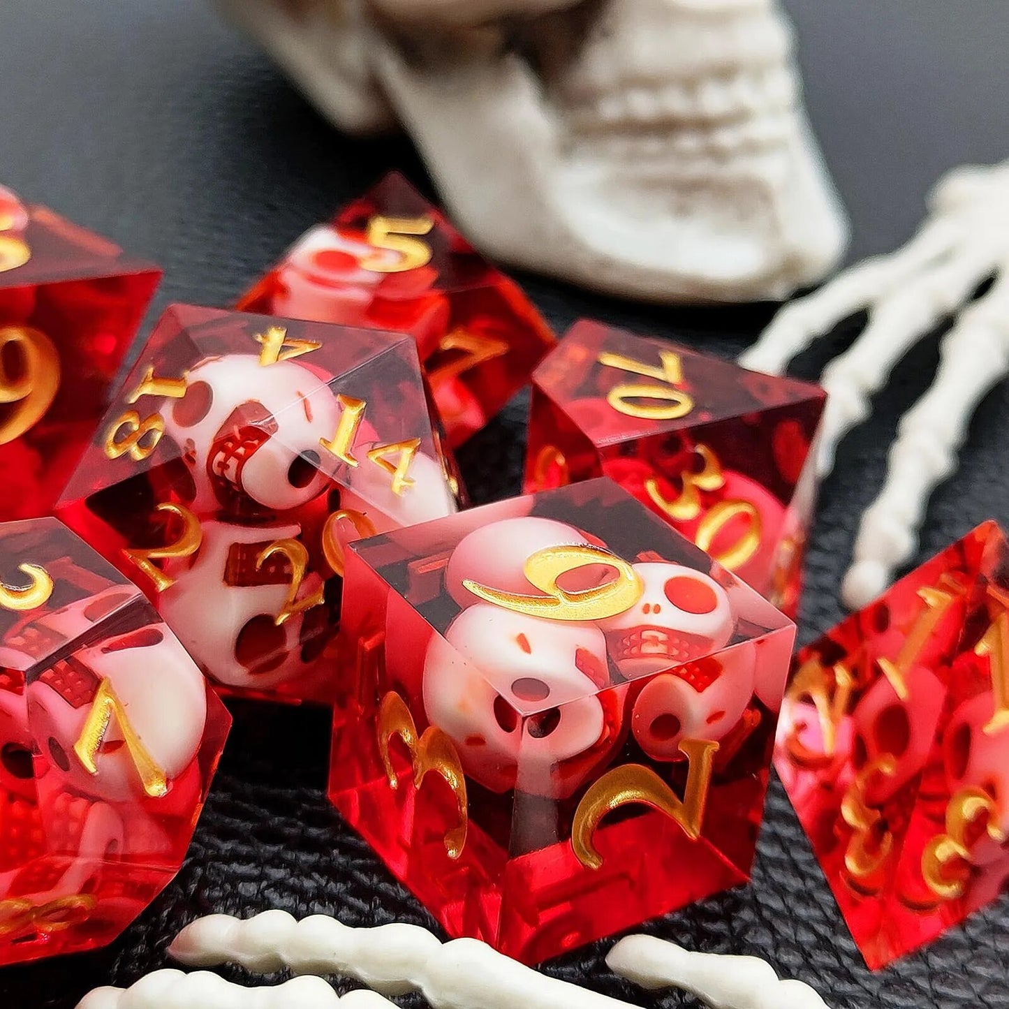 Spooky Petrified Skeleton Dice | 7-piece Set