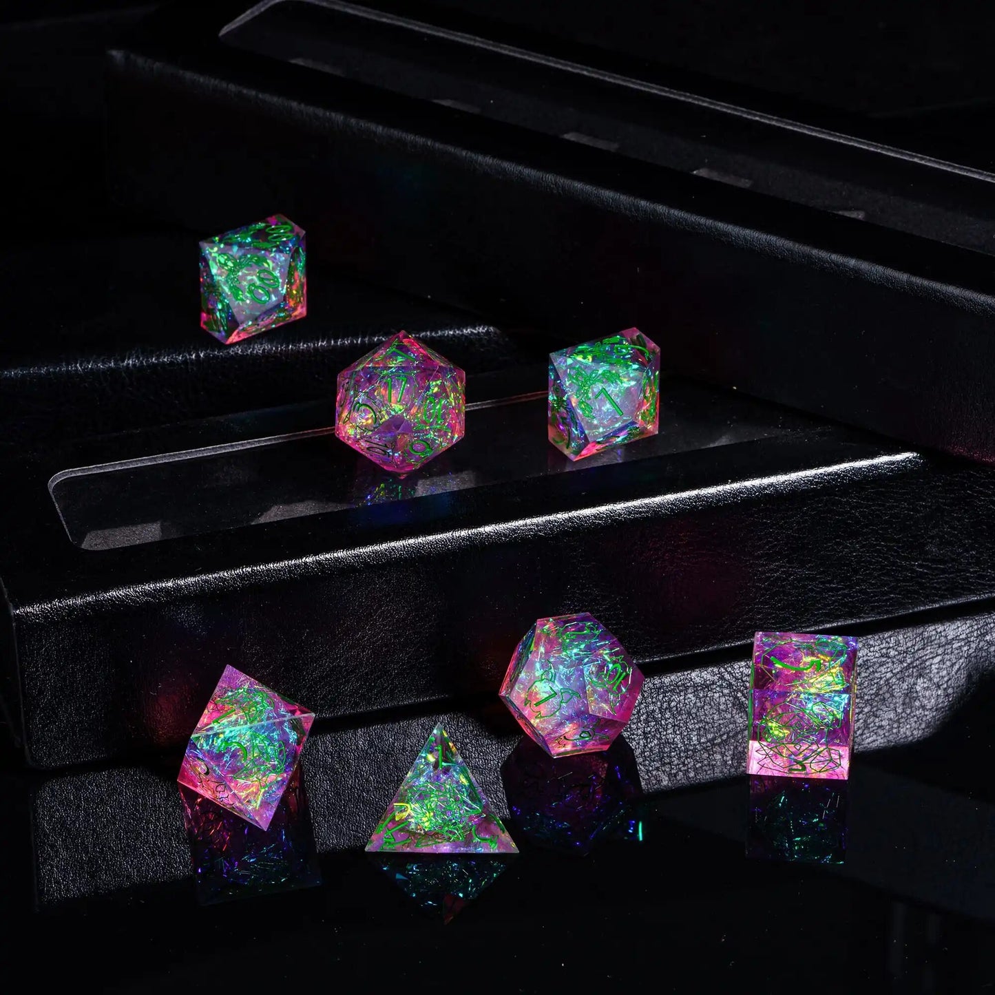 Nebula Rising Sharp Edged D&D Dice Set | 7-piece Set