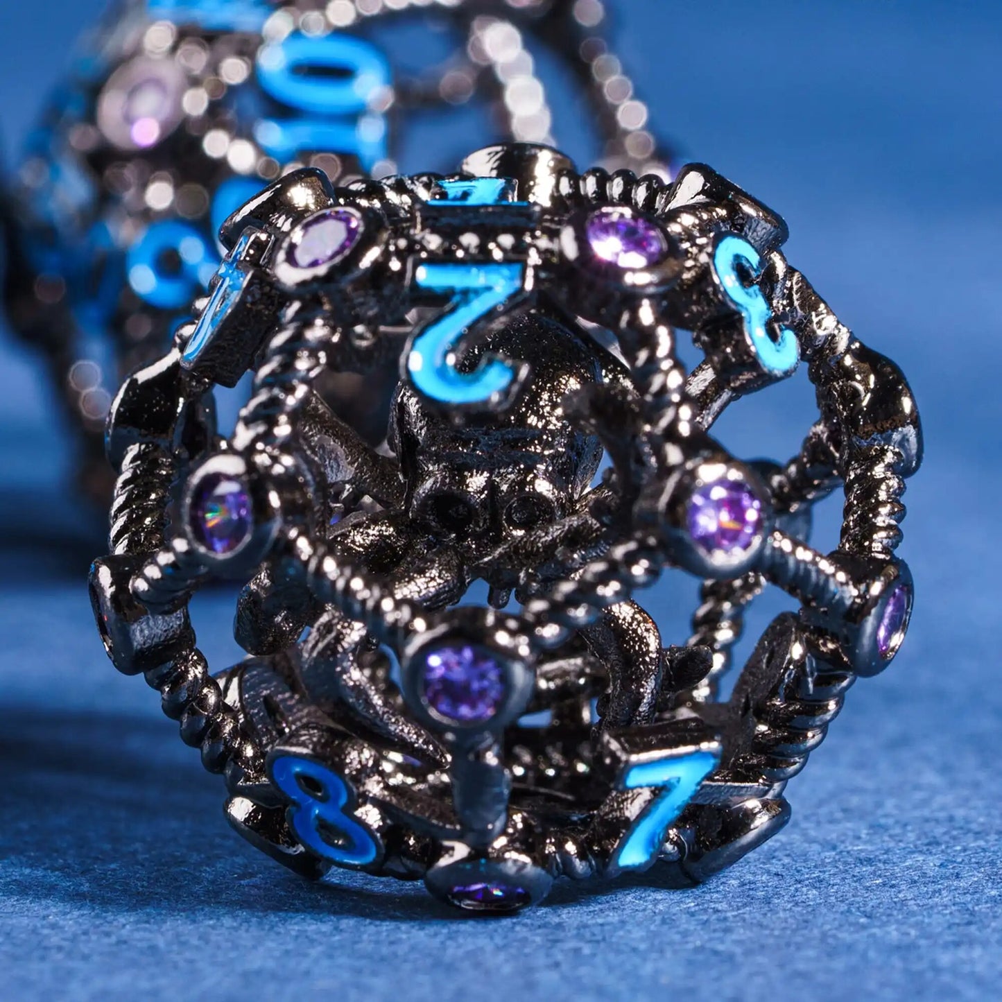 Diamond Octopus Hollow Metal D&D Dice | 7-piece Set