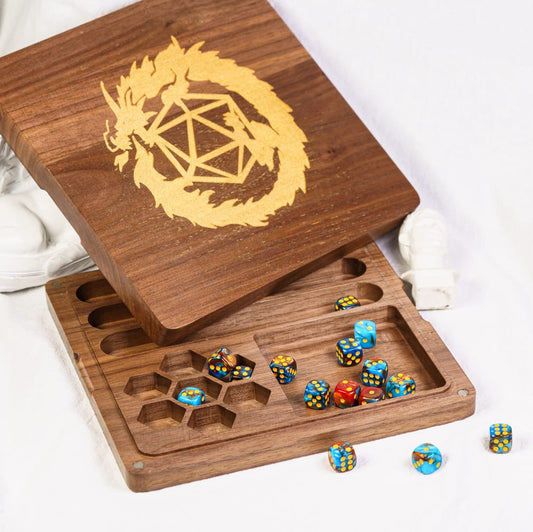 Wooden 2-in-1 Dice Case and Dice Tray | Tabletop Adventure Gaming Accessory