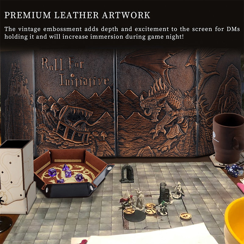 DM Screen Dragon's Veil Four Panel Faux Leather